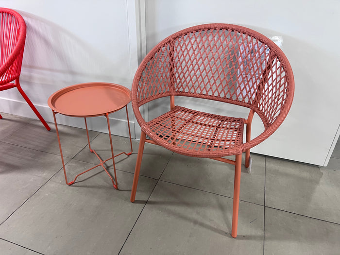 Orange Wicker Egg Chair + Side Table