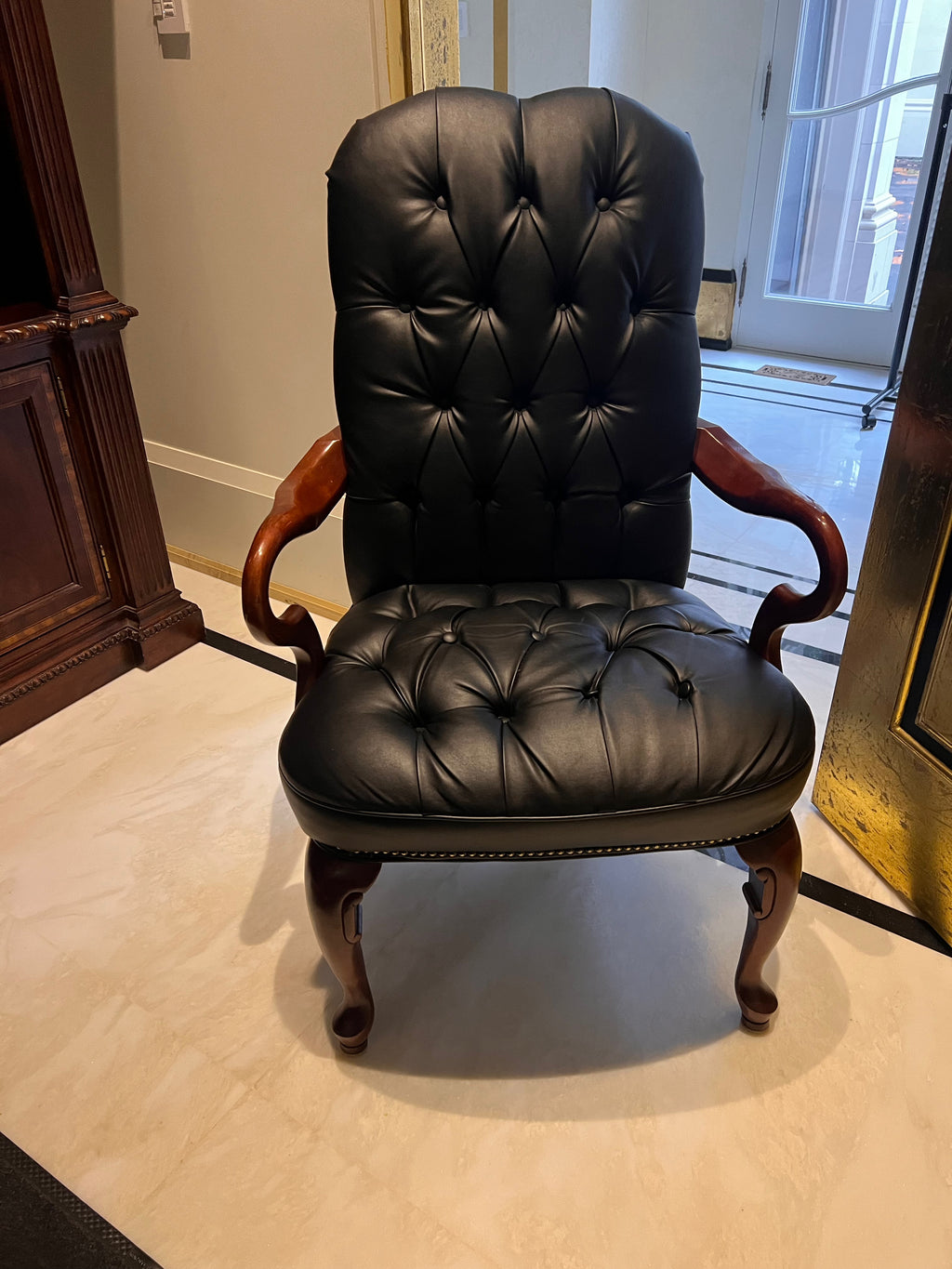 Black Tufted Faux Leather Executive Armchair (*2 available- sold individually- select quantity)