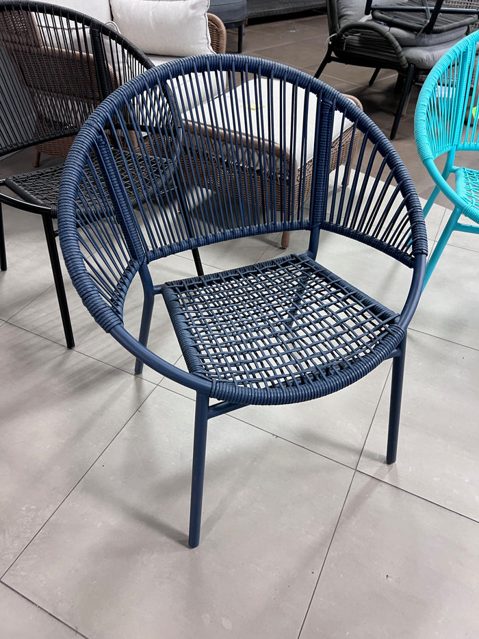 Blue Wicker Egg Chair