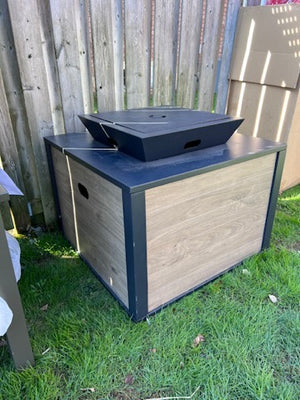 35" Propane Gas Square Fire Pit with Bowl Top (*retail price $500)