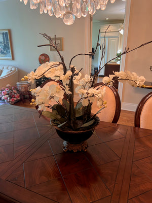 Artificial Orchid with Black & Gold Planter