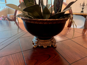 Artificial Orchid with Black & Gold Planter
