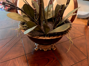 Artificial Orchid with Black & Gold Planter