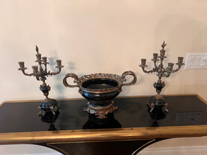 Decorative Centerpiece Bowl with 2 Candelabras