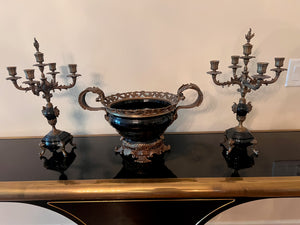 Decorative Centerpiece Bowl with 2 Candelabras