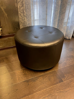 Black Faux Leather Ottoman