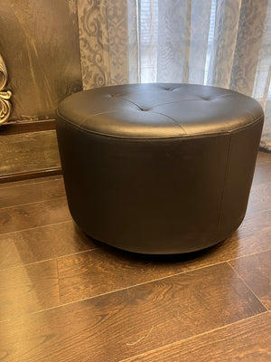 Black Faux Leather Ottoman