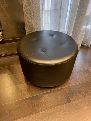 Black Faux Leather Ottoman