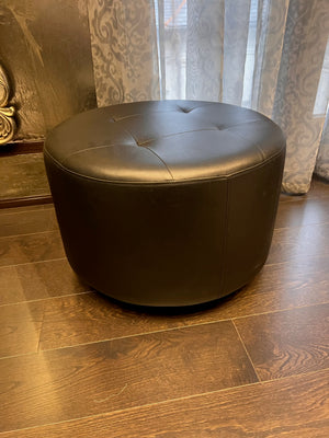 Black Faux Leather Ottoman