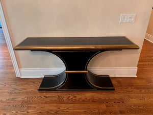 Art Deco Black and Brass 'William Dozema' Console Table by Mastercraft from The Art Shoppe