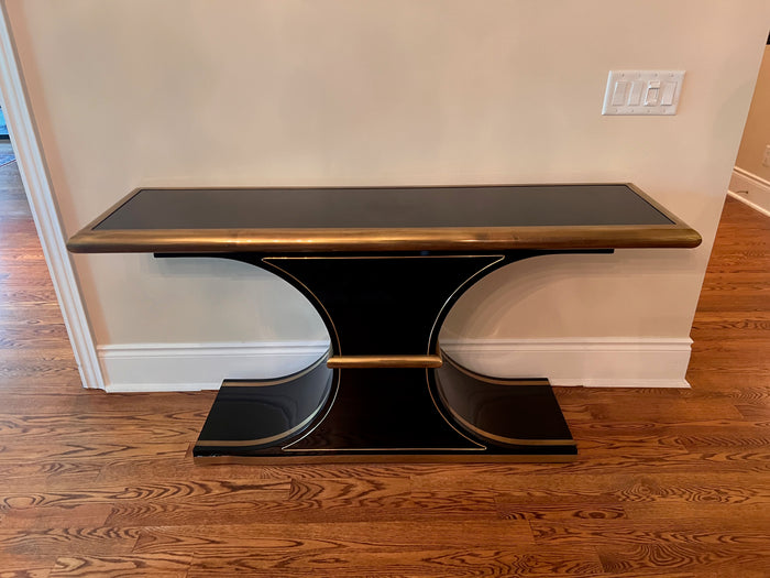 Art Deco Black and Brass 'William Dozema' Console Table by Mastercraft from The Art Shoppe