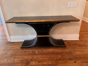 Art Deco Black and Brass 'William Dozema' Console Table by Mastercraft from The Art Shoppe
