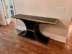 Art Deco Black and Brass 'William Dozema' Console Table by Mastercraft from The Art Shoppe