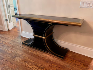 Art Deco Black and Brass 'William Dozema' Console Table by Mastercraft from The Art Shoppe