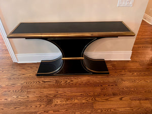 Art Deco Black and Brass 'William Dozema' Console Table by Mastercraft from The Art Shoppe