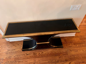 Art Deco Black and Brass 'William Dozema' Console Table by Mastercraft from The Art Shoppe