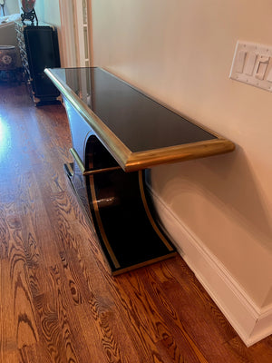 Art Deco Black and Brass 'William Dozema' Console Table by Mastercraft from The Art Shoppe