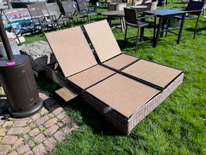 Double Lounger Day Bed, with Insert Side Tables (on wheels)