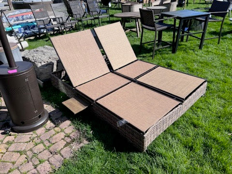 Double Lounger Day Bed, with Insert Side Tables (on wheels)
