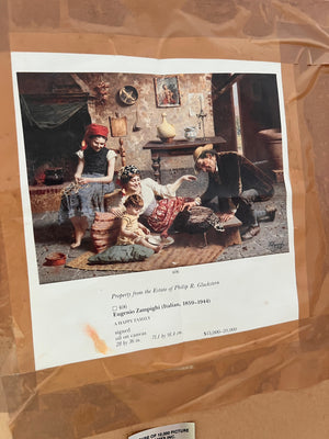 Reproduction Painting by K. Urbanellis after Eugenio Zampighi 'A Happy Family'
