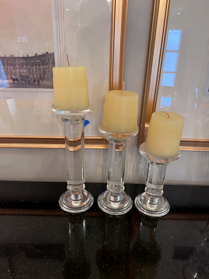 3pc Glass Candle Holders