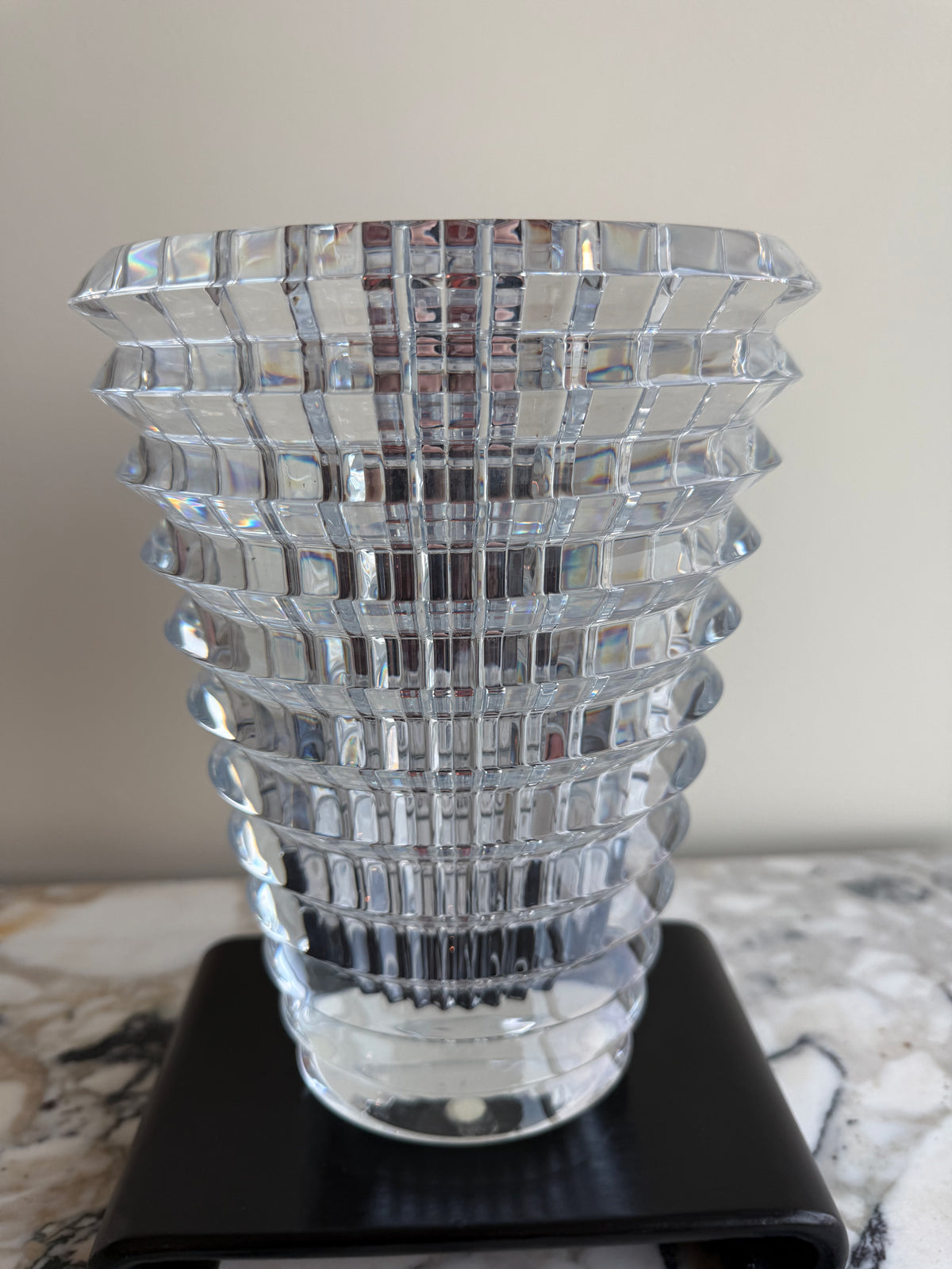 Baccarat Crystal Eye Oval Vase, Medium 9.25"