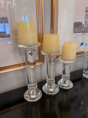 3pc Glass Candle Holders