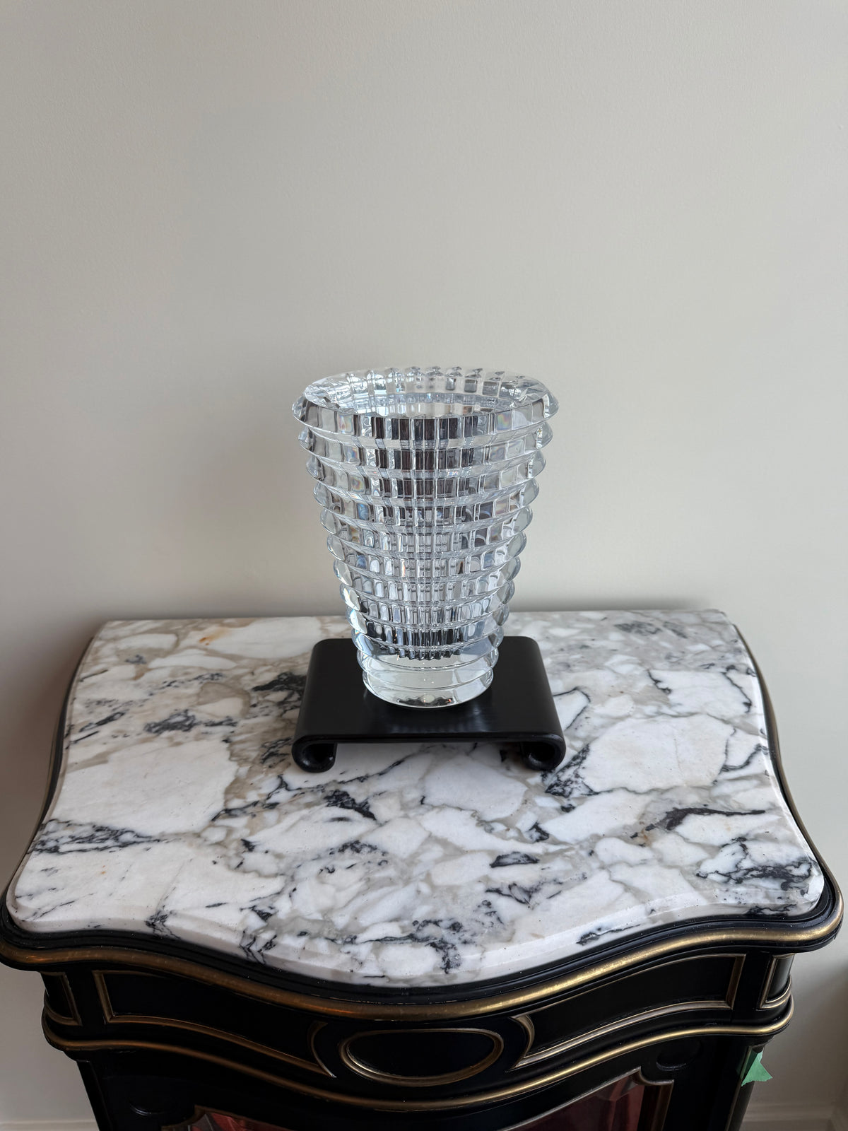 Baccarat Crystal Eye Oval Vase, Medium 9.25"