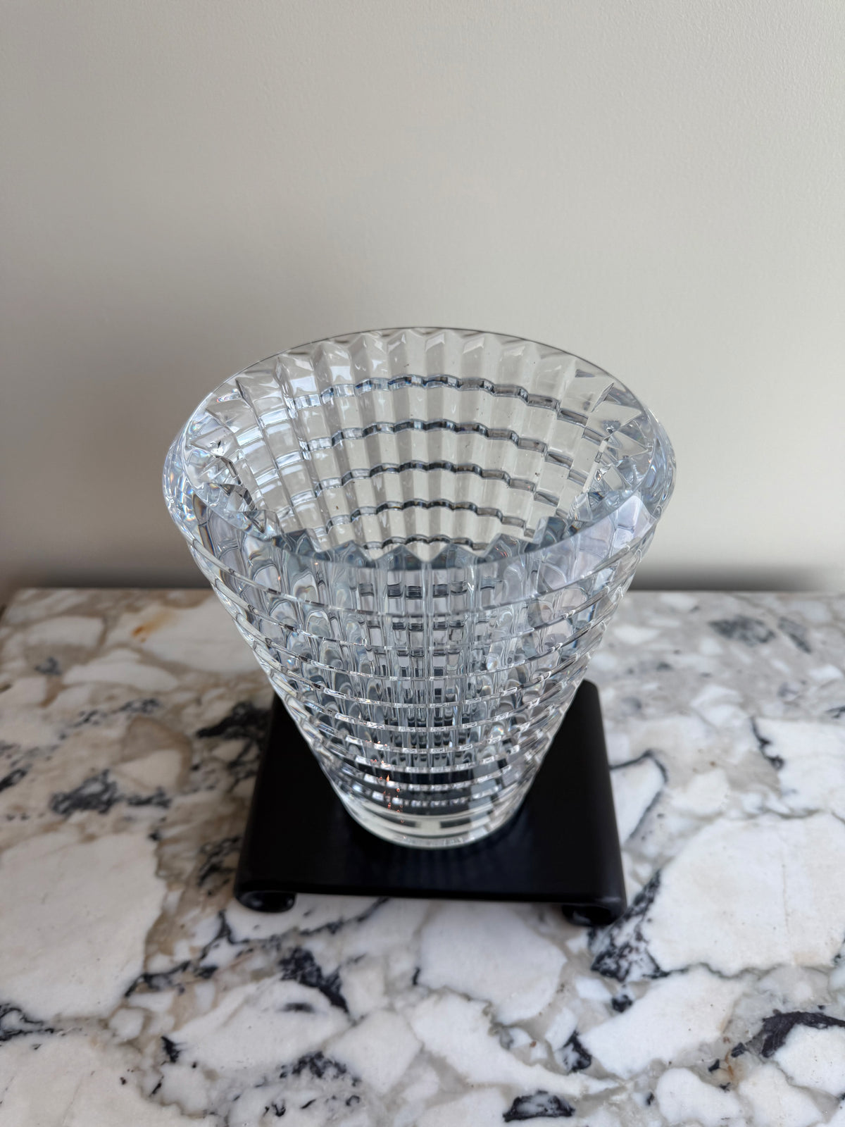 Baccarat Crystal Eye Oval Vase, Medium 9.25"