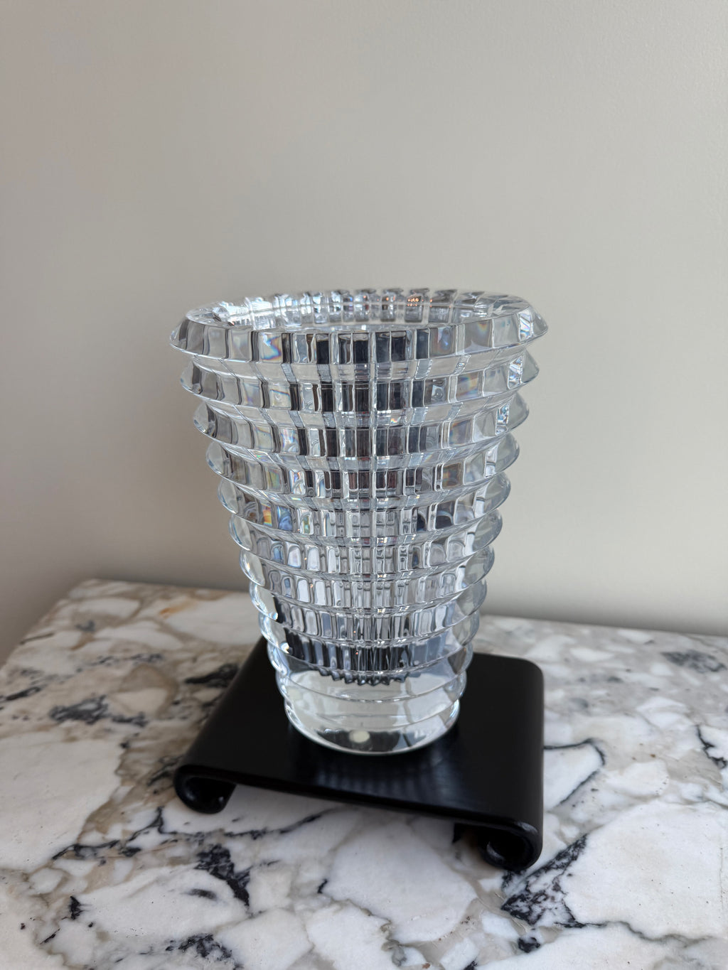 Baccarat Crystal Eye Oval Vase, Medium 9.25"