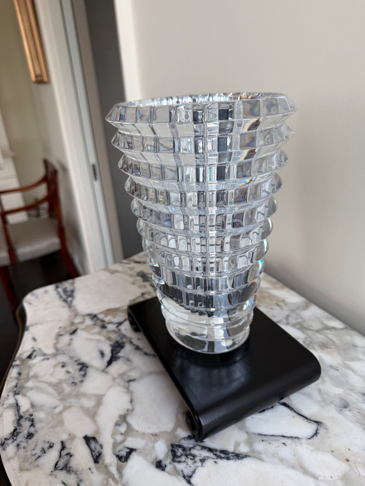 Baccarat Crystal Eye Oval Vase, Medium 9.25"