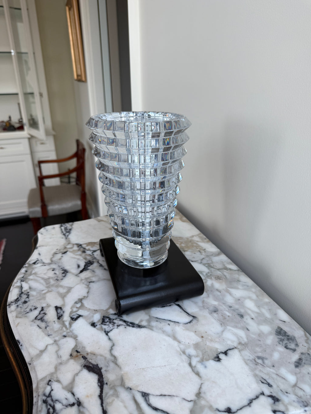 Baccarat Crystal Eye Oval Vase, Medium 9.25"