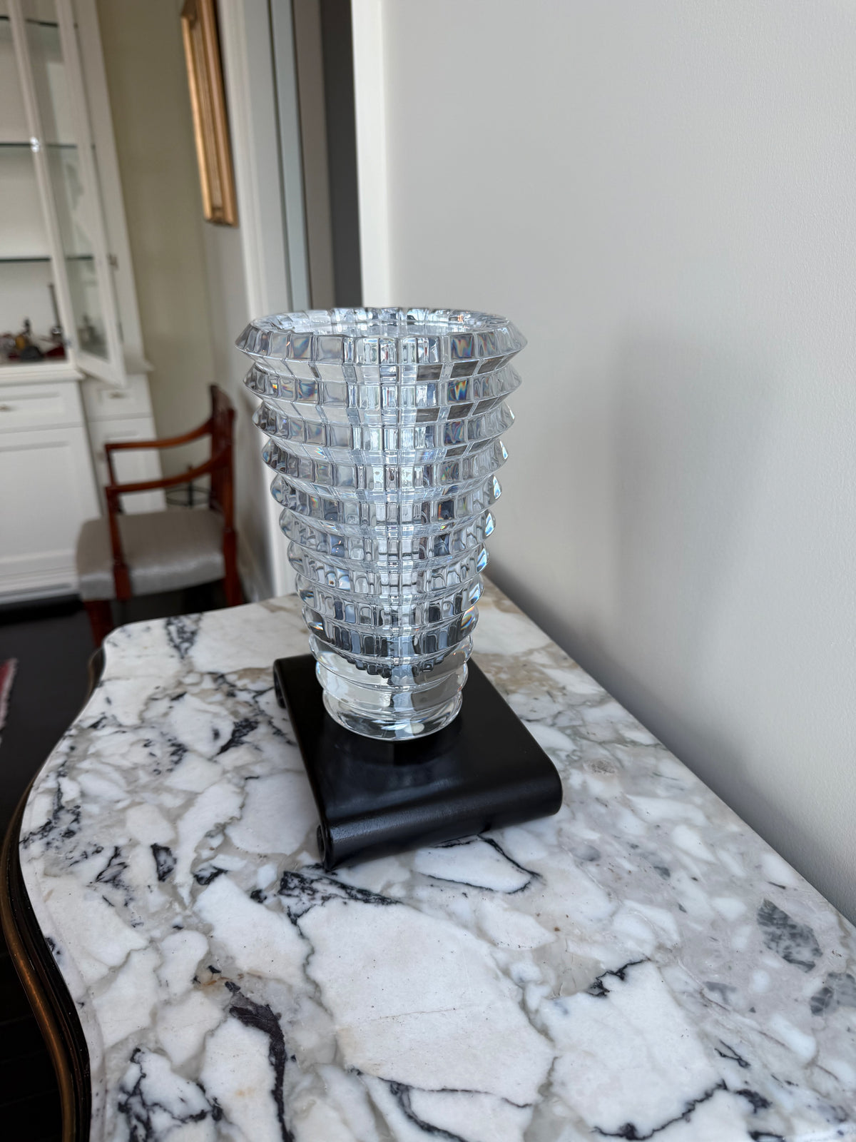 Baccarat Crystal Eye Oval Vase, Medium 9.25"
