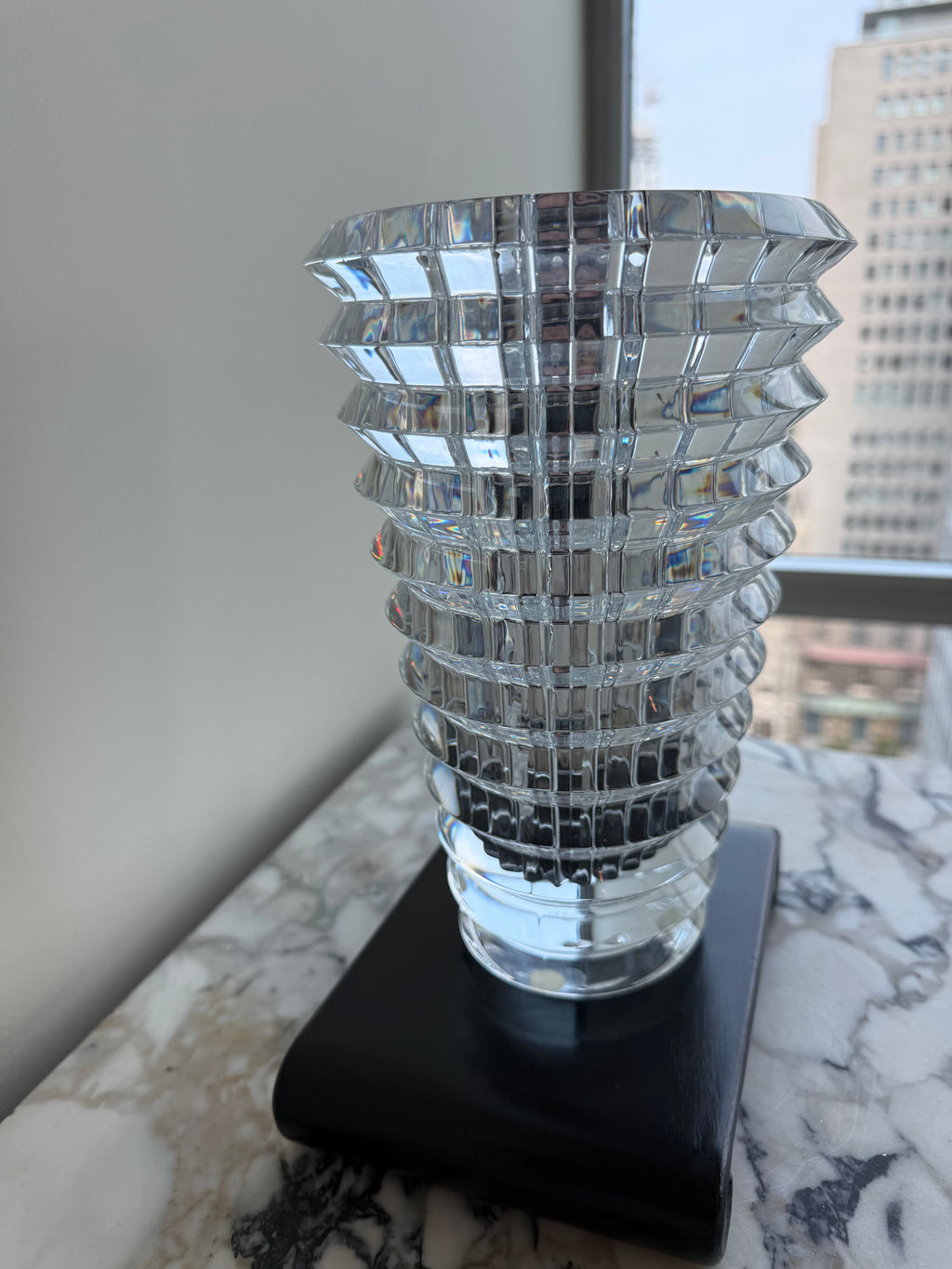 Baccarat Crystal Eye Oval Vase, Medium 9.25"