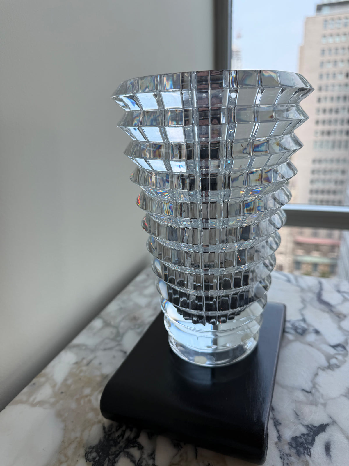 Baccarat Crystal Eye Oval Vase, Medium 9.25"