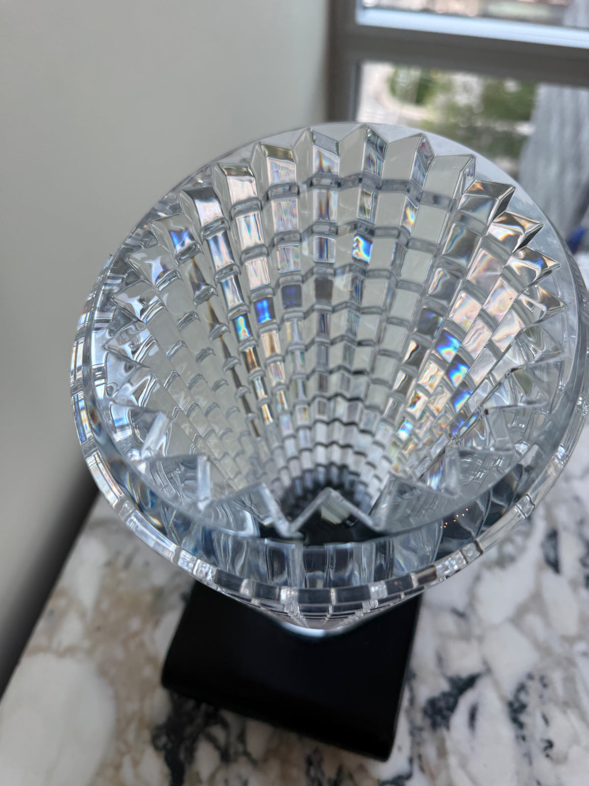 Baccarat Crystal Eye Oval Vase, Medium 9.25"