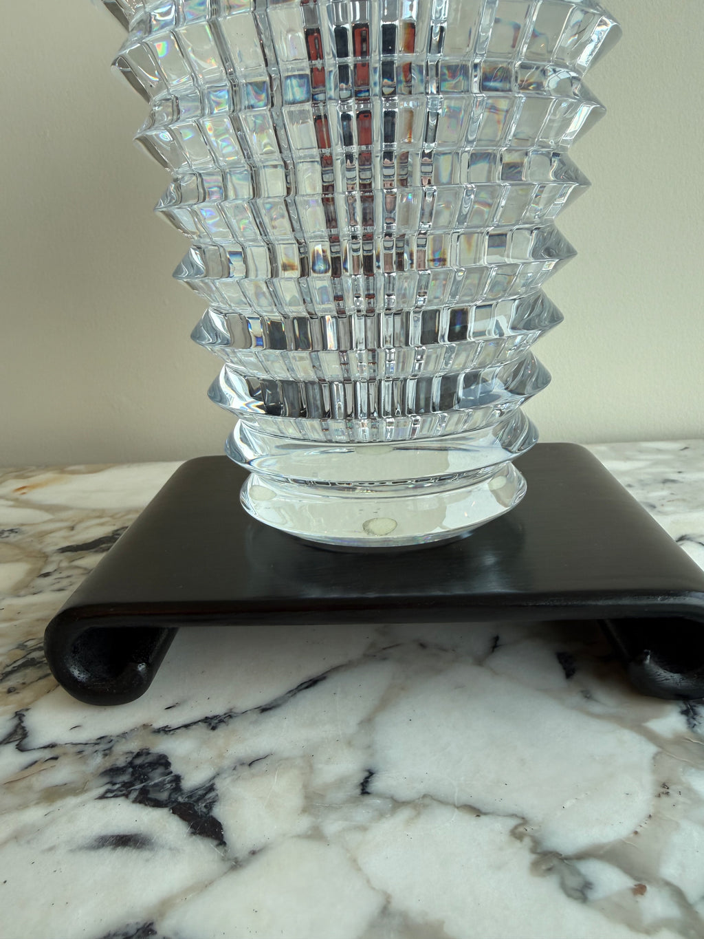 Baccarat Crystal Eye Oval Vase, Medium 9.25"
