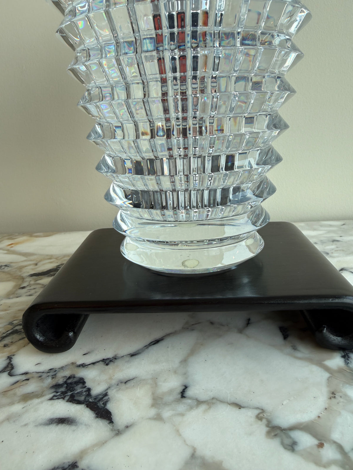Baccarat Crystal Eye Oval Vase, Medium 9.25"