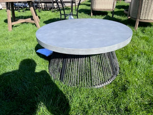 36" Round Steel Wicker Coffee Table