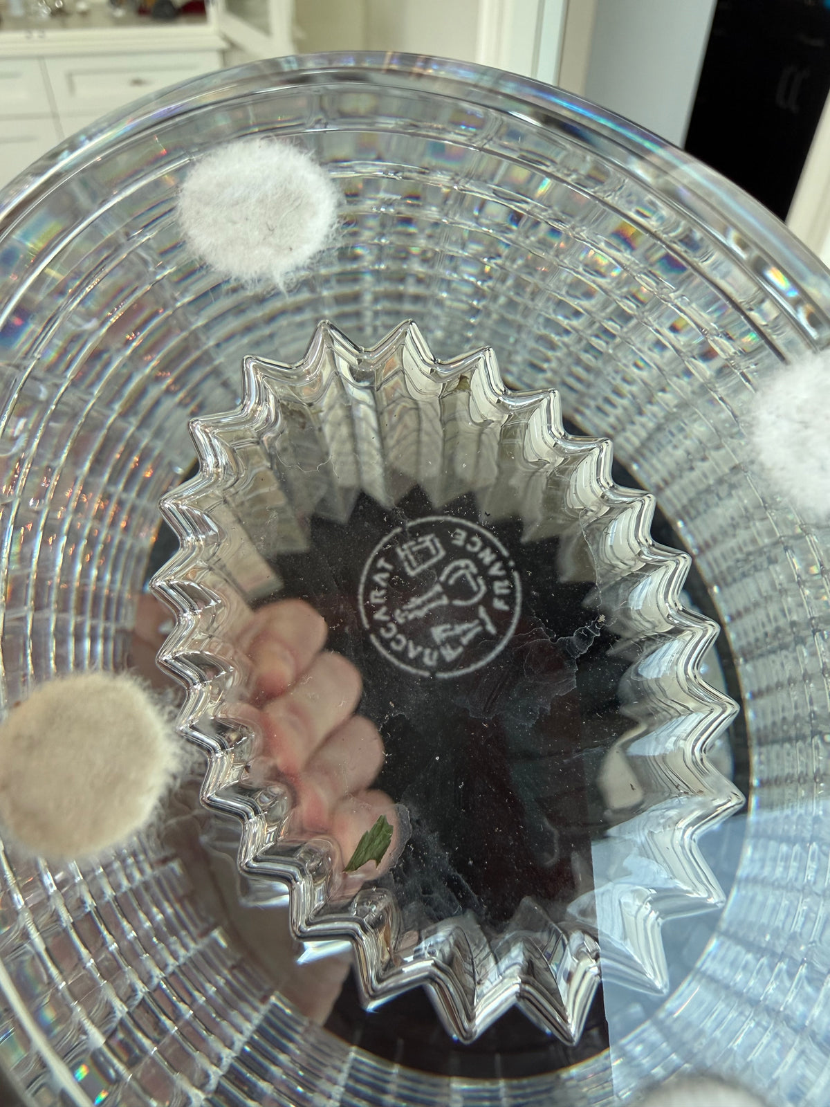Baccarat Crystal Eye Oval Vase, Medium 9.25"