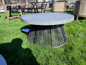 36" Round Steel Wicker Coffee Table