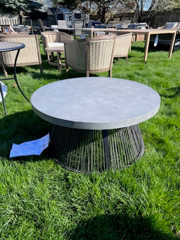 36" Round Steel Wicker Coffee Table