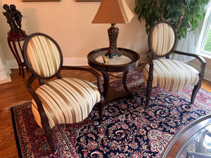 Pair of Schnadig Classic Elegance Oval Back Armchairs