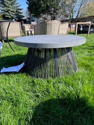 36" Round Steel Wicker Coffee Table