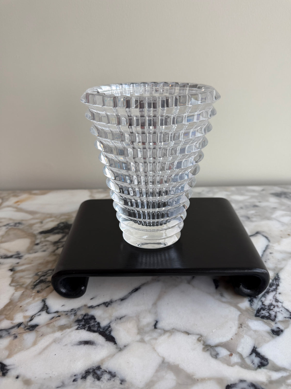 Baccarat Crystal Eye Oval Vase, Small 5.5"