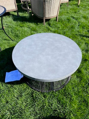 36" Round Steel Wicker Coffee Table