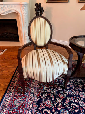 Pair of Schnadig Classic Elegance Oval Back Armchairs