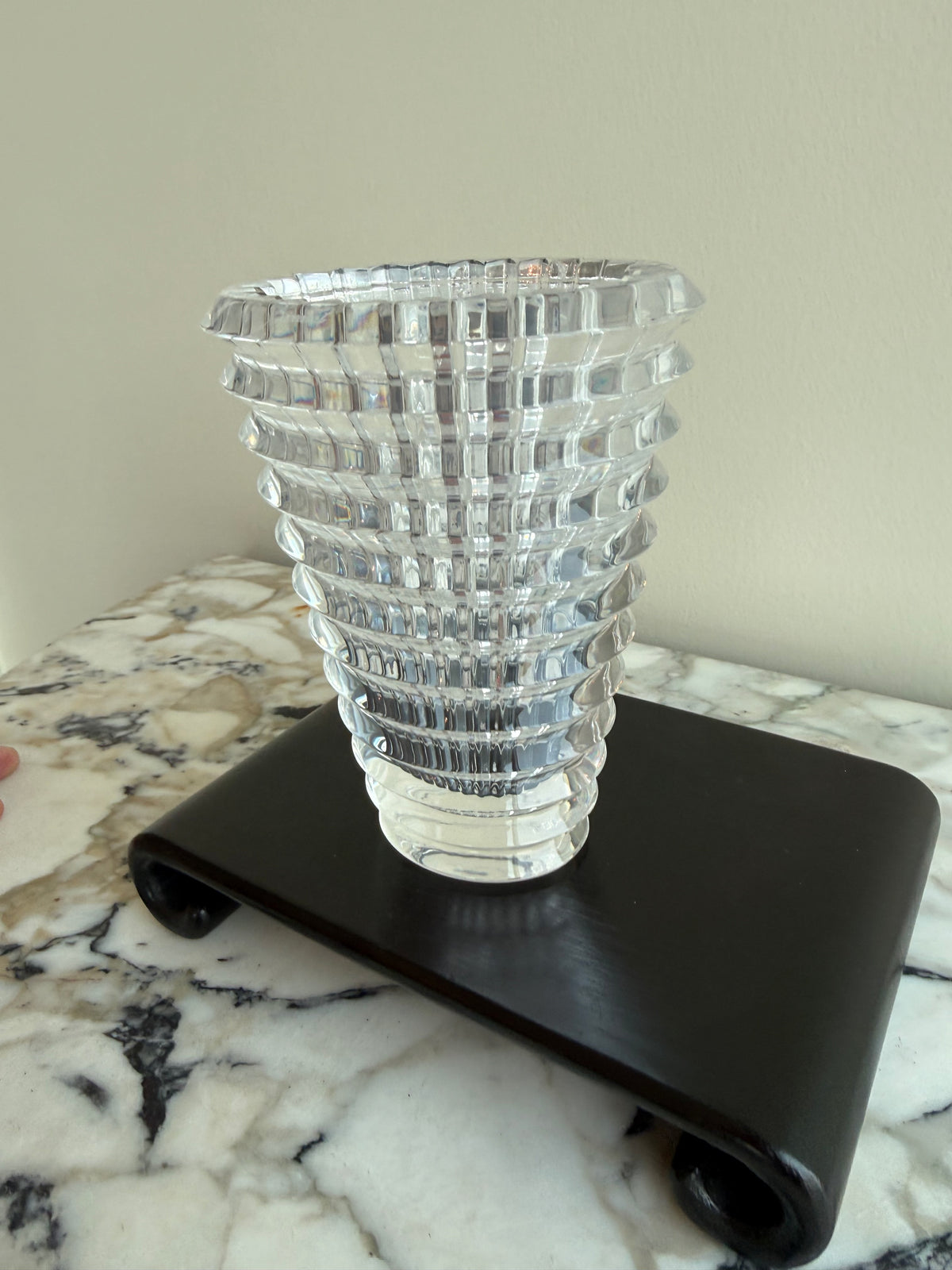 Baccarat Crystal Eye Oval Vase, Small 5.5"