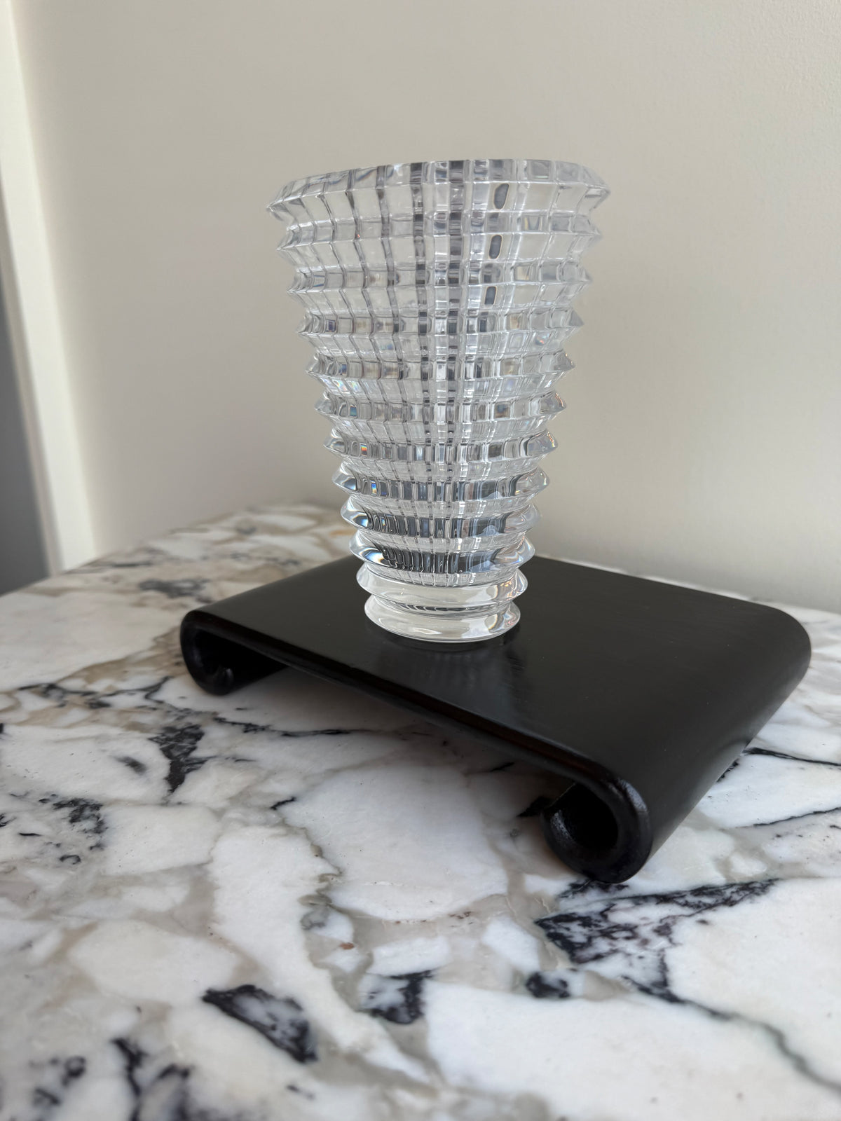 Baccarat Crystal Eye Oval Vase, Small 5.5"