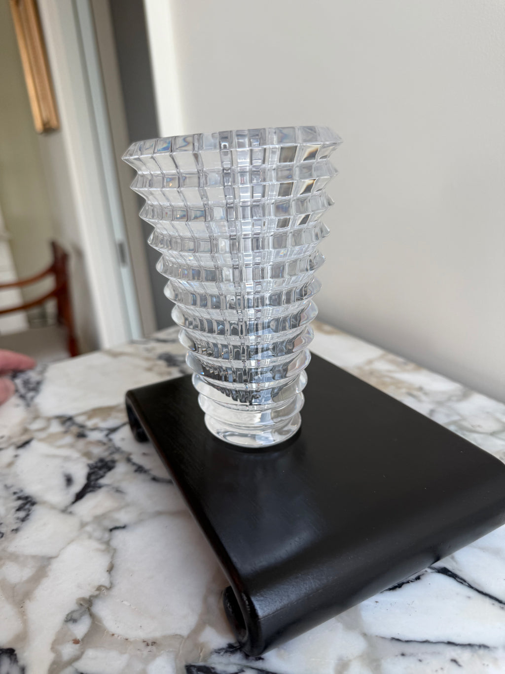 Baccarat Crystal Eye Oval Vase, Small 5.5"